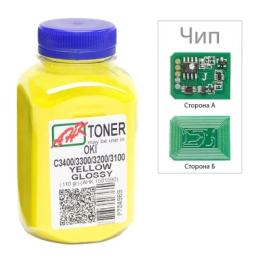 Принтерний тонер AHK OKI C3400/3300, 110г + chip Yellow (1502697)