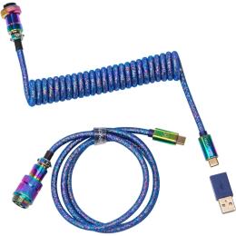Дата-кабель Keychron Premium Coiled Aviator Straight USB Type-A/USB Type-C (тато)  -  USB Type-C (тато), 1.08m Blue Rainbow Plated (CAB6_KEYCHRON)