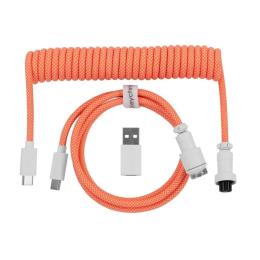 Дата-кабель Keychron Coiled Aviator Straight USB Type-A/USB Type-C (тато) - USB Type-C (тато), 1.36m Pink Orange (CAB14_KEYCHRON)
