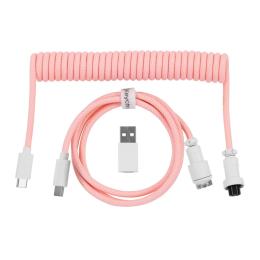 Дата-кабель Keychron Coiled Aviator Straight USB Type-A/USB Type-C (тато) - USB Type-C (тато), 1.36m Light Pink (CAB15_KEYCHRON)
