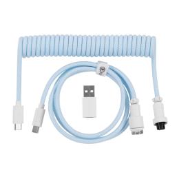 Дата-кабель Keychron Coiled Aviator Straight USB Type-A/USB Type-C (тато) - USB Type-C (тато), 1.36m Light Blue (CAB19_KEYCHRON)