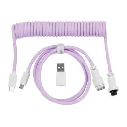 Дата-кабель Keychron Coiled Aviator Straight USB Type-A/USB Type-C (тато) - USB Type-C (тато), 1.36m Light Purple (CAB17_KEYCHRON)