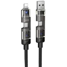 Дата-кабель Hoco U151 Goldsmith USB Type-A/Type-C (тато)  -  USB Type-C/Lightning (тато), 1.2m Black