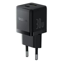 Мережевий зарядний пристрій для телефона Baseus Palm Fast Charger C + U 30W P1011160A113-01 Cluster Black (with Baseus Mini White Cable USB-C to USB-C