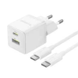 Мережевий зарядний пристрій для телефона Baseus Palm Fast Charger C + U 30W P1011160A213-01 Moon White (with USB-C to USB-C 60W (20V/3A) 1m