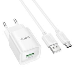 Мережевий зарядний пристрій для телефона Hoco C145A Charm single port QC3.0 charger set (Type-C) White