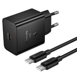 Мережевий зарядний пристрій для телефона Hoco N77 Star PD45W (1USB-C) Black + кабель Type-C to Type-C