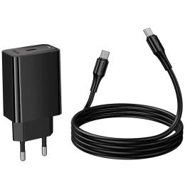 Мережевий зарядний пристрій для телефона Hoco CS93A Leader PD20W (1USB-C) Black + кабель Type-C to Type-C