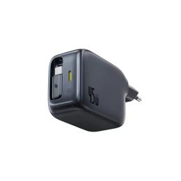 Мережевий зарядний пристрій для телефона Baseus EnerCore CJ11 Fast Charger with Retractable Cable 2C 45W EU Black (E0120G00)