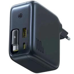 Мережевий зарядний пристрій для телефона Baseus EnerCore CJ11 Fast Charger with Retractable Cable 2C + U 100W Black (E0120M00)