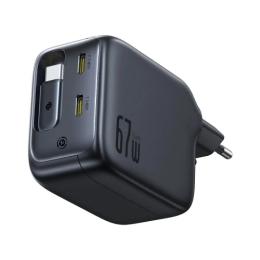 Мережевий зарядний пристрій для телефона Baseus EnerCore CJ11 Fast Charger with Retractable Cable 3C 67W EU Black (E0121E00)
