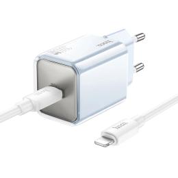 Мережевий зарядний пристрій для телефона Hoco N47 Glorious PD30W (1USB-C) Blue + кабель Type-C to Lightning