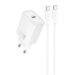 Мережевий зарядний пристрій для телефона Hoco N62 Gentle PD30W (1USB-C) White + кабель Type-C to Type-C