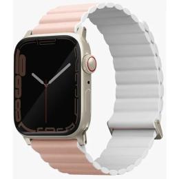 Ремінець для смарт-годинника UNIQ Revix Premium Magnetic Leather для Apple Watch Series 1-9/SE/SE2/Ultra/Ultra 2 42-45/49mm Pink White (8886463684320)