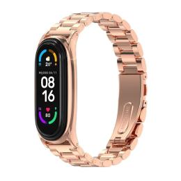 Ремінець для фітнес-браслету Infinity 3-Bead Metal Band для Xiaomi Mi Band 3/4/5/6 Rose Gold