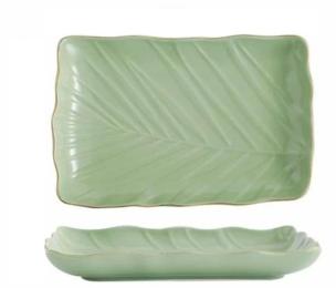 Блюдо LIMITED EDITION Leaf (B010791) Gold Green 24.5х17 см