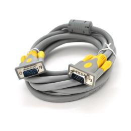 Відео-кабель V-Link VGA(тато)VGA(тато), 3m Gray Yellow 3+6, HIGH SPEED, 1 ферит
