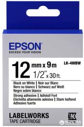 Етикет-стрічка Epson LabelWorks LK4WBW Black White 12 мм/9 м