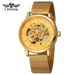 Наручний годинник Forsining 8173 Gold-Gold Mesh (1059-0229)