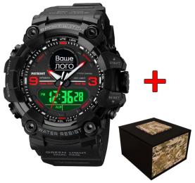 Наручний годинник Patriot 001RDUA Ваше лого + Коробка Black Red (1201-0048)
