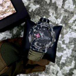 Наручний годинник Patriot 005CMGYSU ЗСУ Сірий камуфляж Паракордовий ремінець + Коробка Army Green (1201-0328)