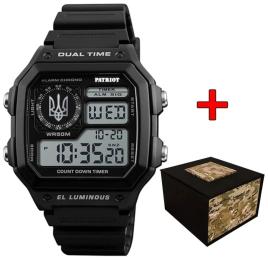 Наручний годинник Patriot 010BKUASI Тризуб срібло + Коробка. Black (1201-0253)