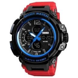 Наручний годинник Skmei 1343 Black-Blue-Red Wristband (1080-0082)