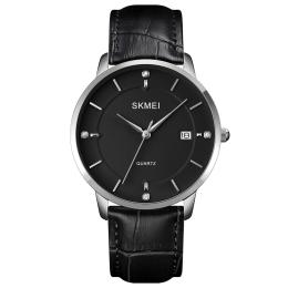 Наручний годинник Skmei 1801LSIBK Leather Silver Black (1080-1633)