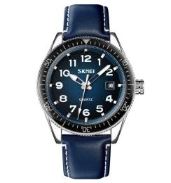 Наручний годинник Skmei 9232LSIBU Silver-Blue-Leather Strap (1080-2347)