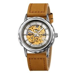 Наручний годинник Skmei M035LSILTBN Silver-Light Brown Leather (1080-3003)