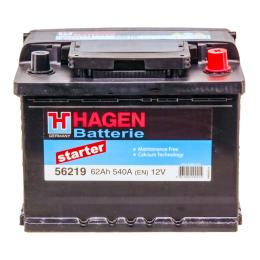 Автомобільний акумулятор HAGEN BATTERIE 12V 62Ah 540A R Plus 242 х 175 х 190 мм (56219)