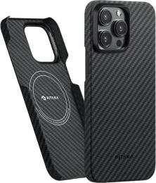 Чохол-накладка Pitaka Pitaka MagEZ Case 4 for iPhone 15 Pro Twill 1500D Black Gray (KI1501P)