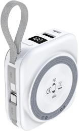 Зовнішній портативний акумулятор Choetech Magnetic Wireless 10000mAh White 22.5W (B697C-WHSL)