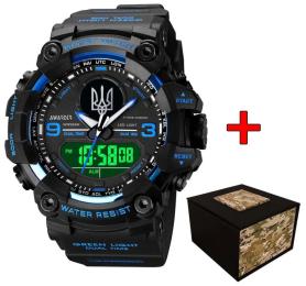 Наручний годинник Awarder 001BUUASI Тризуб срібло + Коробка. Black Blue (1202-0365)