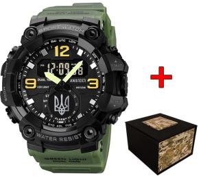 Наручний годинник Awarder 003 Тризуб срібло Army Green-Black (1202-0116)