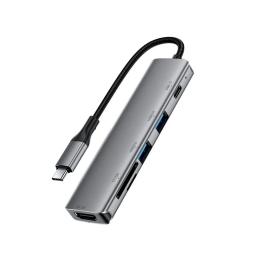 USB-хаб Acefast J18 USB-C 6-in-1 HUB Metal Gray