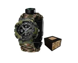 Наручний годинник Awarder 005 Тризуб срібло Паракордовий ремінець Camo Green (1202-0146)