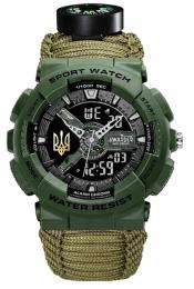 Наручний годинник Awarder 005P Тризуб золото Паракордовий ремінець + Коробка. Army Green (1202-0471)