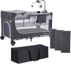 Ліжко-манеж з пеленатором Kinderkraft Leody Grey (KCLEOD00GRY00AC)