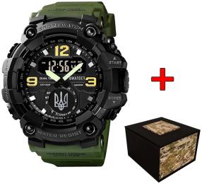 Наручний годинник Awarder 004 Тризуб срібло Army Green-Black (1202-0153)