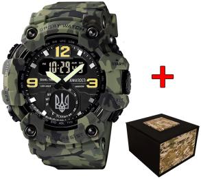 Наручний годинник Awarder 004 Тризуб срібло Camo Green (1202-0121)