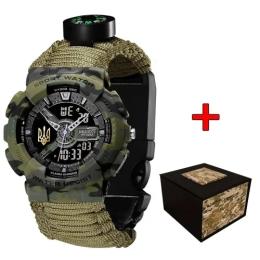 Наручний годинник Awarder 005 Тризуб золото Паракордовий ремінець Army Green Camo Green (1202-0144)