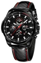 Наручний годинник Forsining 6909 All Black Leather (1059-0169)
