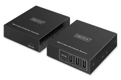 Подовжувач сигналу Digitus USB 3.2 Gen1, для використання з кабелем Cat6A, до 100 м, 3 х USB-A, 1 x USB-C Black (DA-73121)