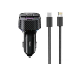 ФМ-модулятор XO BCC17 PD30W + Data Cable Type-C to Lightning Black