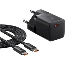 Мережевий зарядний пристрій для телефона Baseus GaN5 Fast Charger (mini) 1C 25W Cluster Black + Type-C -Type-C