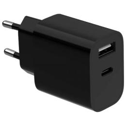 Адаптер живлення для телефона Gembird TA-UC-2AC12-01-BK 1xUSB-A + 1xUSB-C5V/2.4A12W