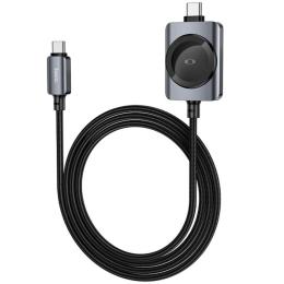 Дата-кабель Hoco CW66 2in1 Type-C to iWatch/Type-C PD100W (1.2m) Black