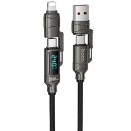 Дата-кабель Hoco U152 Fortune 4in1 Type-C to Lightning/Type-C to USB 240W (1.2m) Black