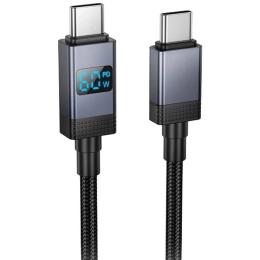 Дата-кабель Hoco X118 Generous with display Type-C to Type-C 60W (1m) Black